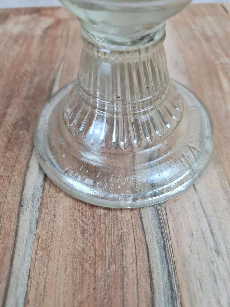 Antique glass oil lamp, dove decoration, An Qing China