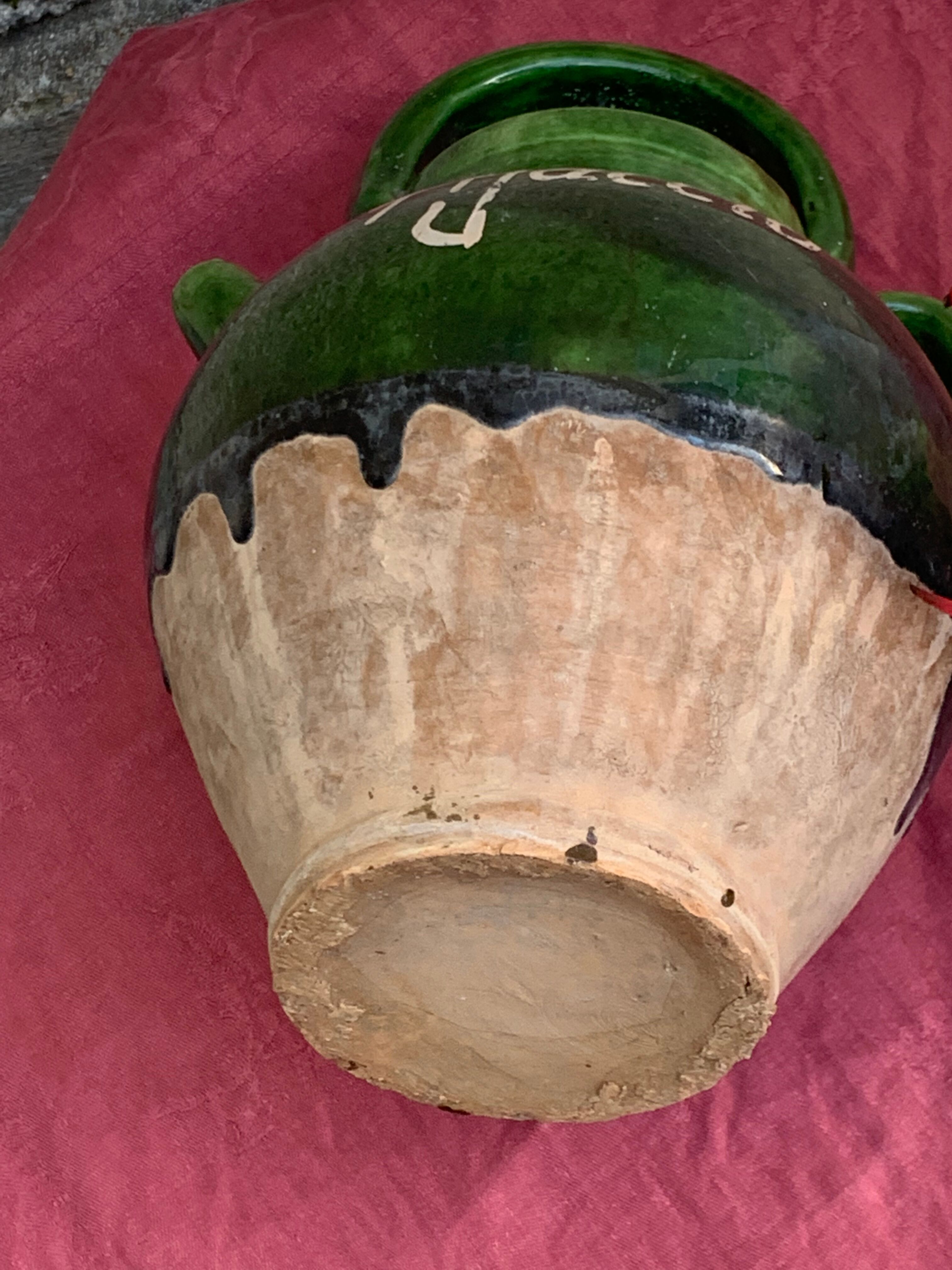 Ancient gargoulette in Corsican green glazed earth