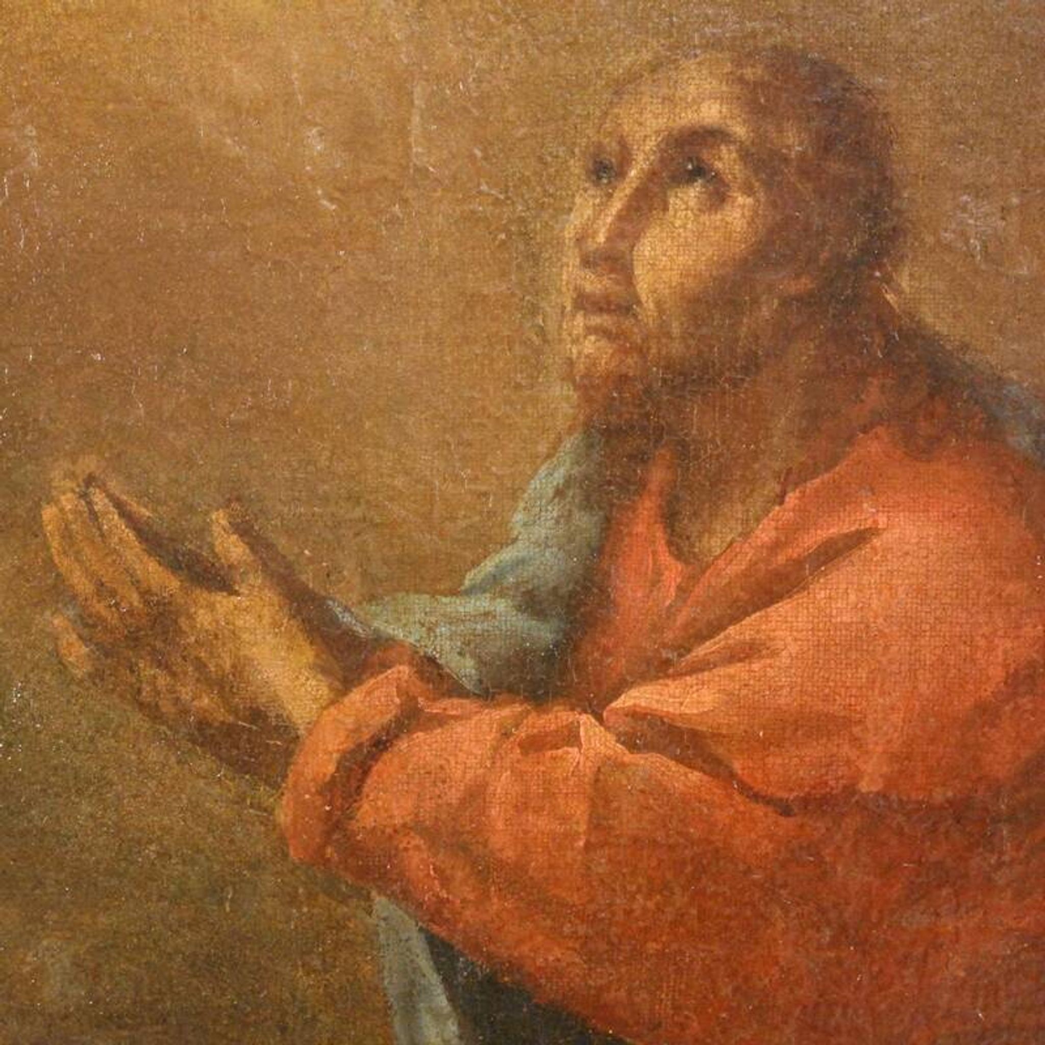 Antique Italian painting Christ in the Garden of Olives from 17th century