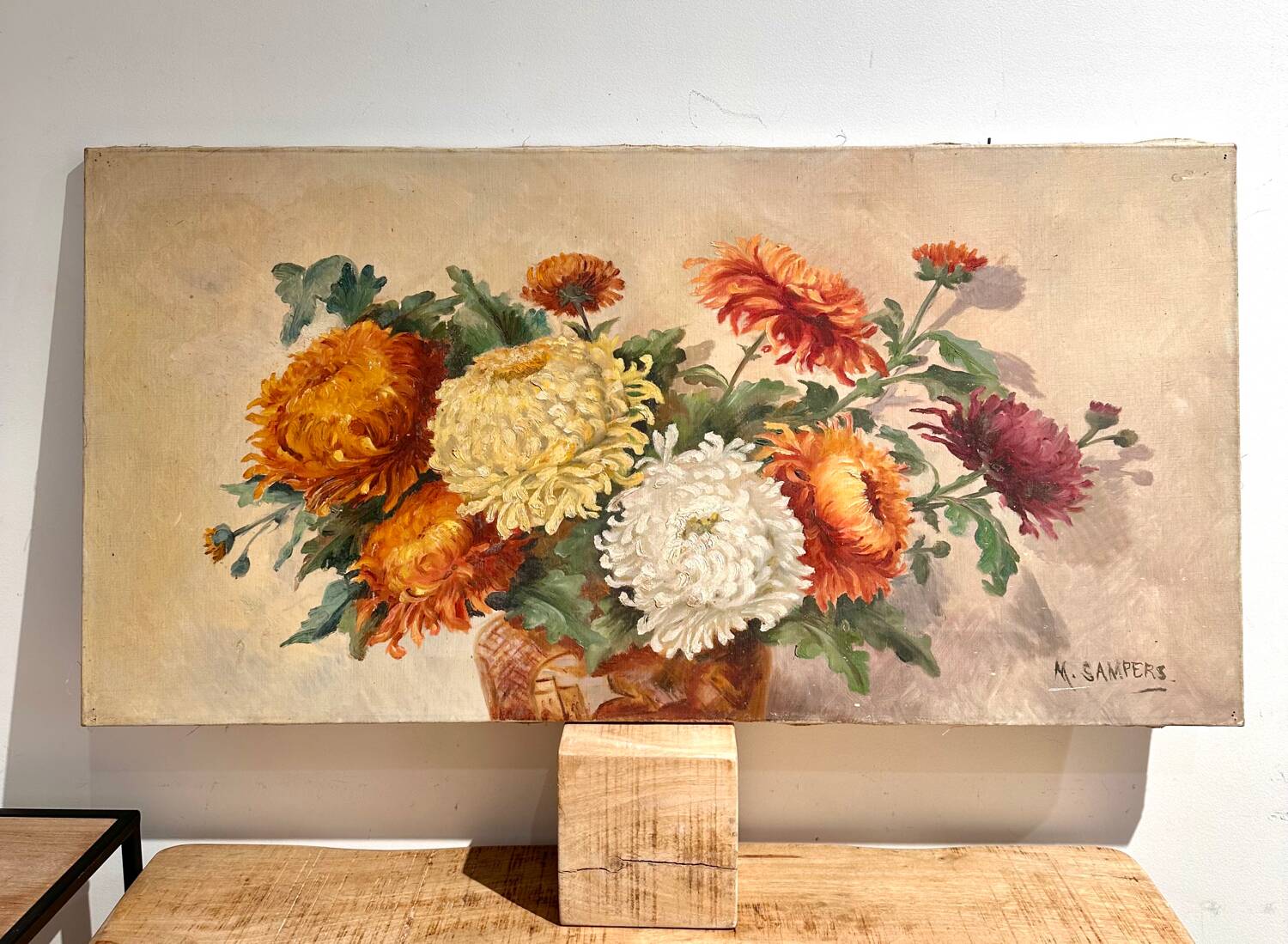 Tableau huile sur toile nature morte 100x50cm