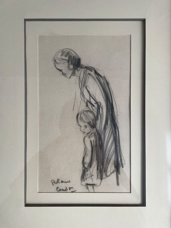 Dessin au fusain signé Roland Coudon