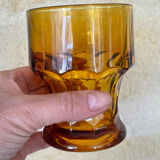 6 amber smoked glass orangeade glasses made in Italy
