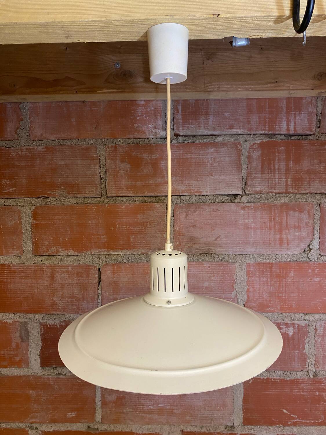 Antique Kitchen Pendant Light White Lacquered Metal 70s Vintage