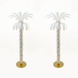 Paire de lampes de sol en verre de Murano en forme de palmier irisé