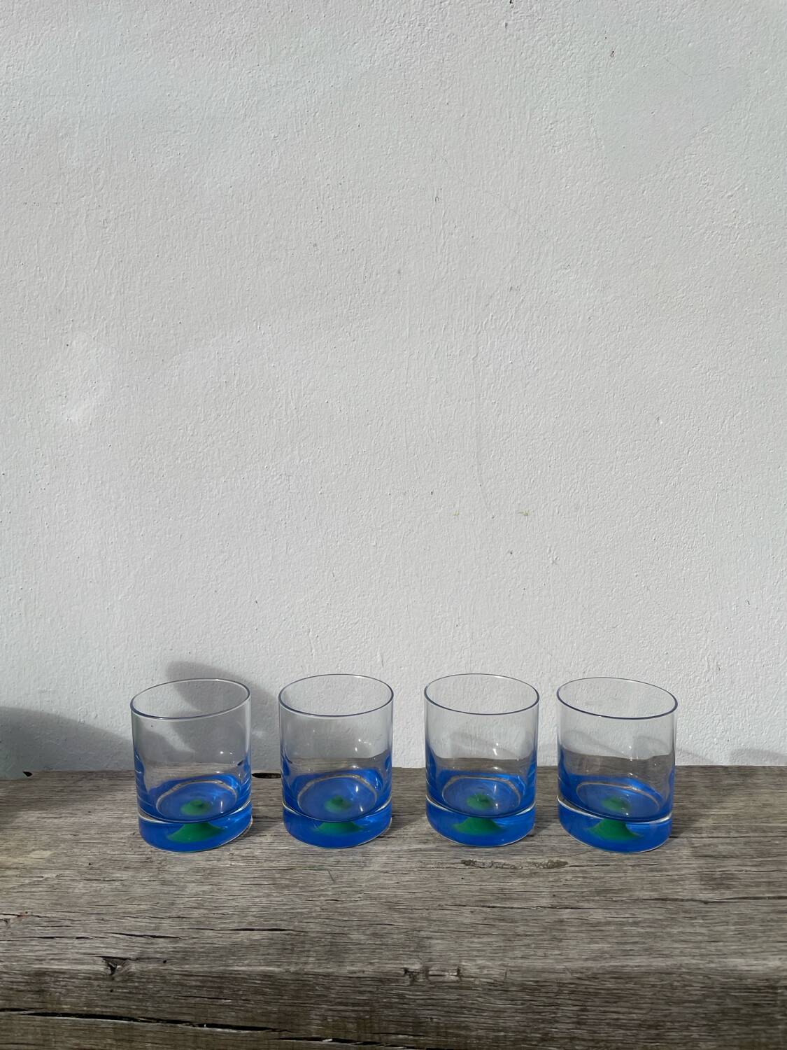 4 Verres à eau ou whisky Luminarc vert et bleu