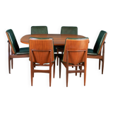 Retro Teak 1960s Elliots Of Newbury Mid Century Extending Dining Table & 6 Chairs