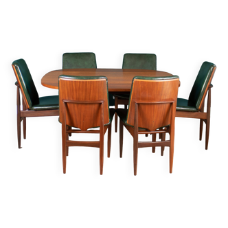 Table à manger extensible rétro en teck des années 1960 Elliots Of Newbury Mid Century et 6 chaises