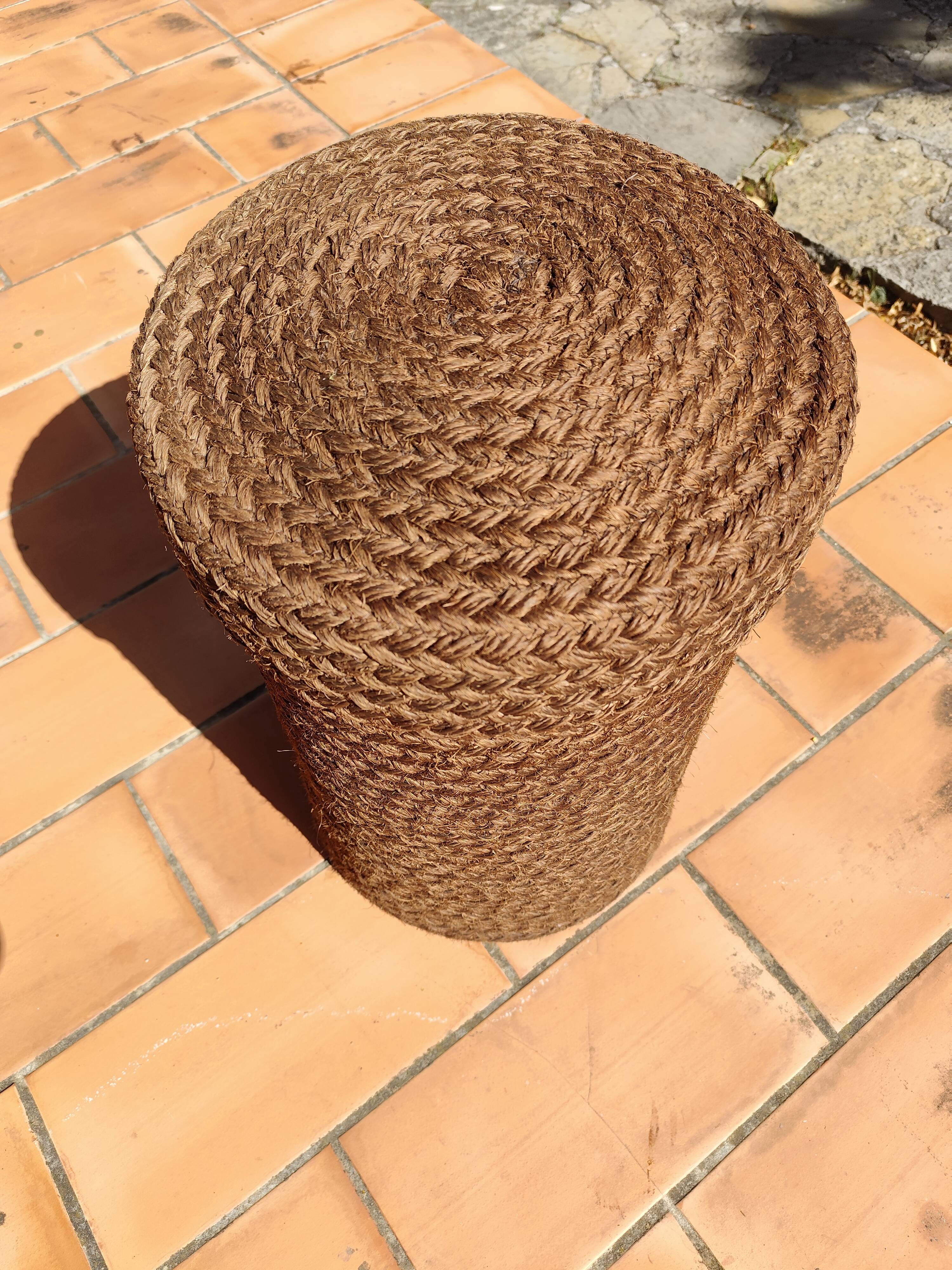 Vintage rope cylindrical basket