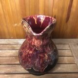 Old morvan small mass pitcher black & red ceramic vintage