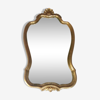 Large golden oval mirror with shell 48x80cm