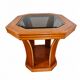 Octagonal side table in oak and glass – Art Deco style
