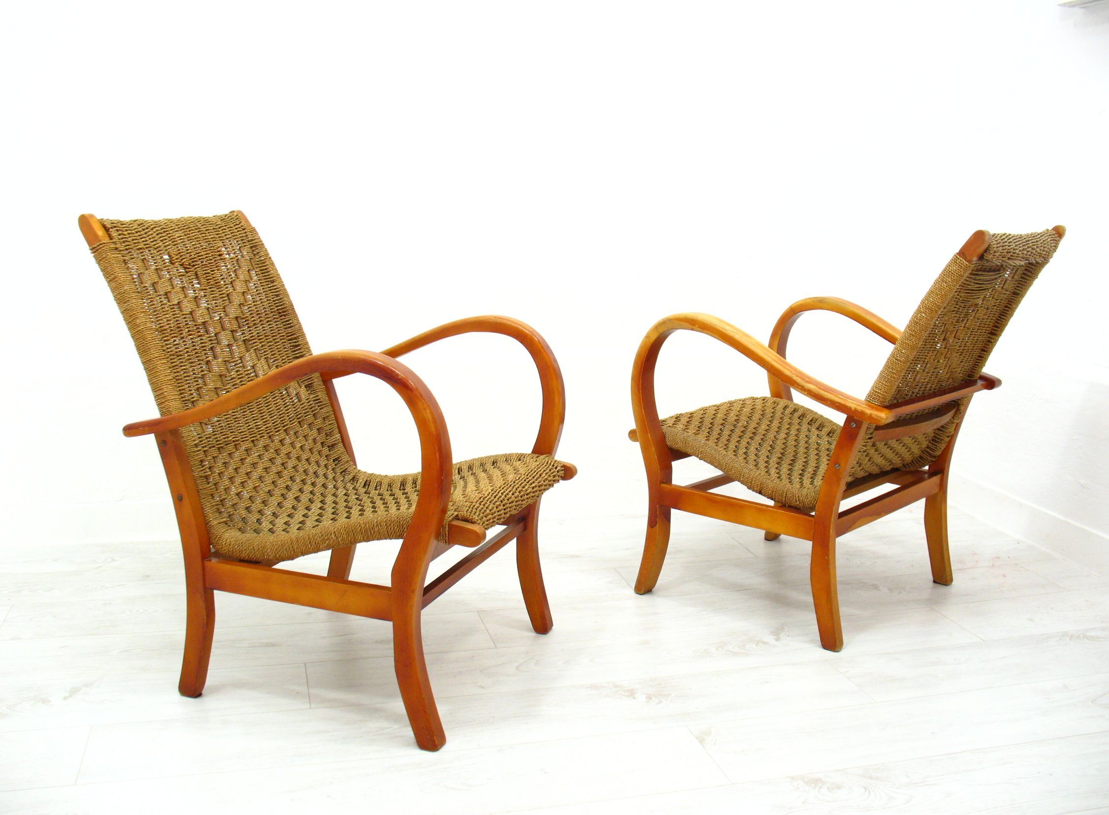 Chaises en corde vintage, 1970