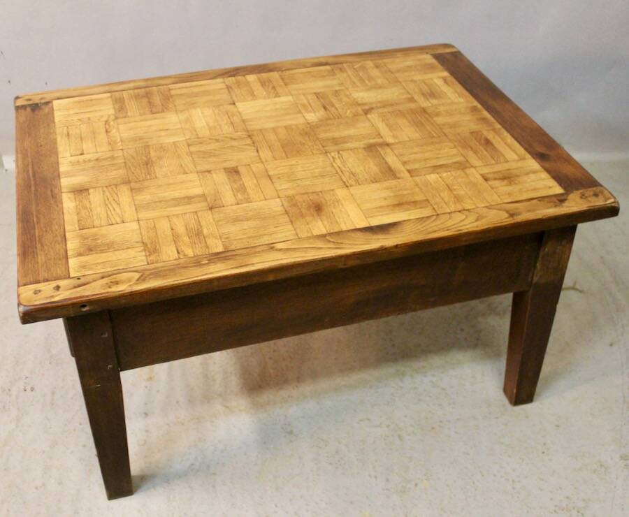 Coffee Table with Old Parquet Top