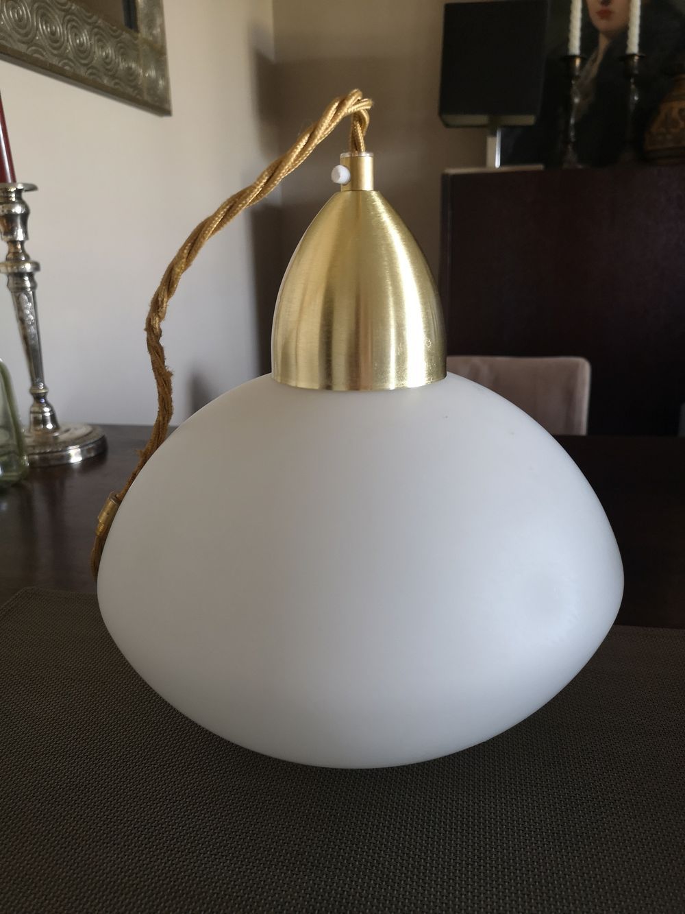 Large translucent white glass globe - Ufo shape - Space Age - 1950s/1960s