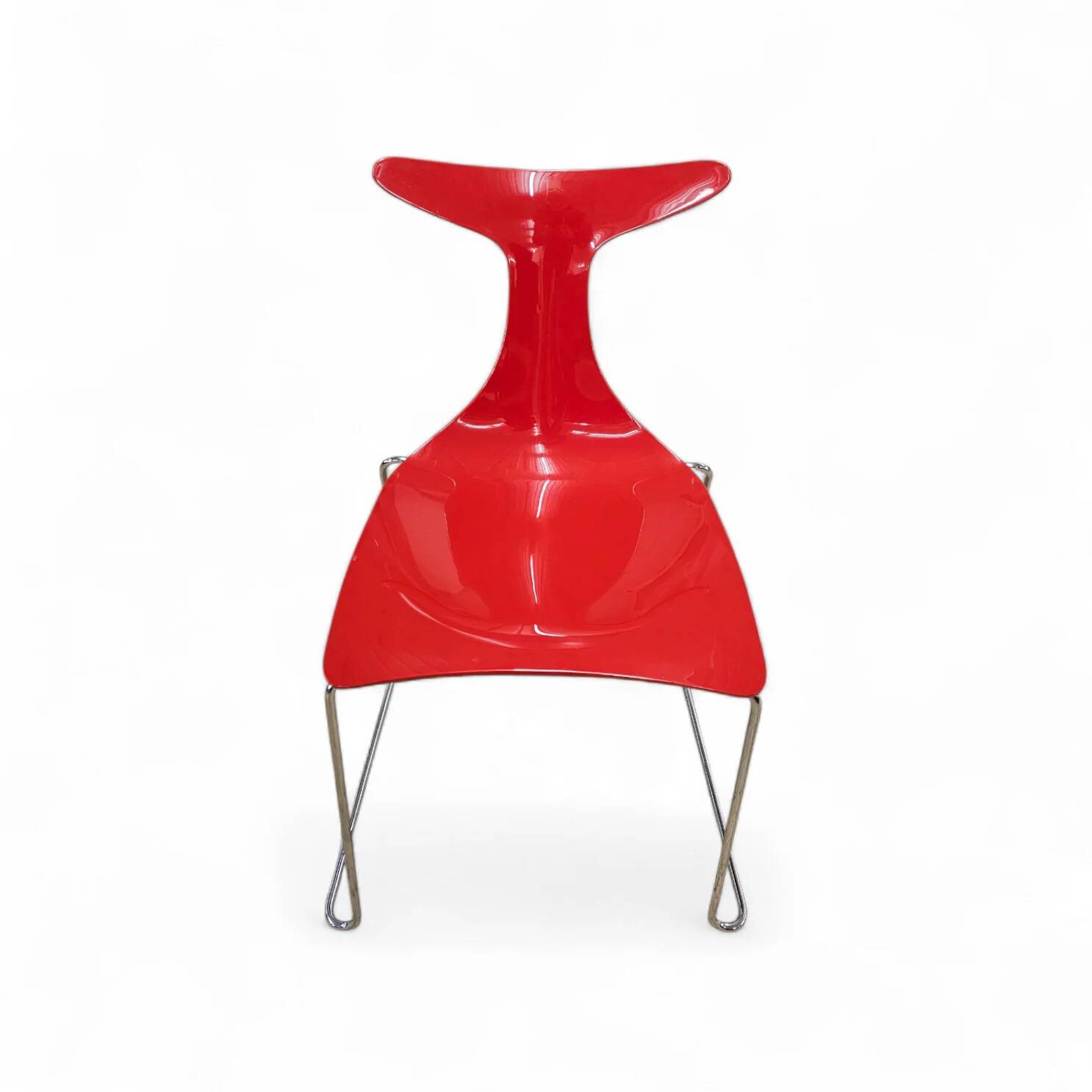 6 x Delfy chair by Gino Carollo for Ciacci Kreaty / Italy 1990s / 2 x red - 4 x black