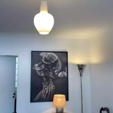 Suspension opaline goutte d'eau France 1950 vintage