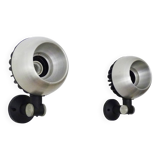 Pair of adjustable chrome eyeball wall lights. Diameter 17 cm - 6.69 " 70s-80s