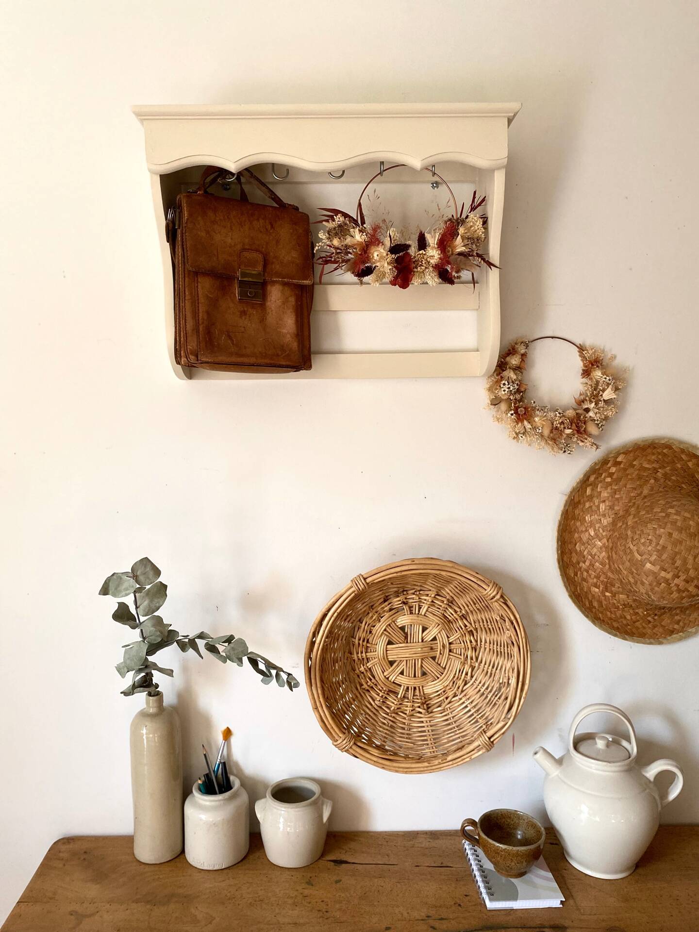 Antique wooden wall shelf