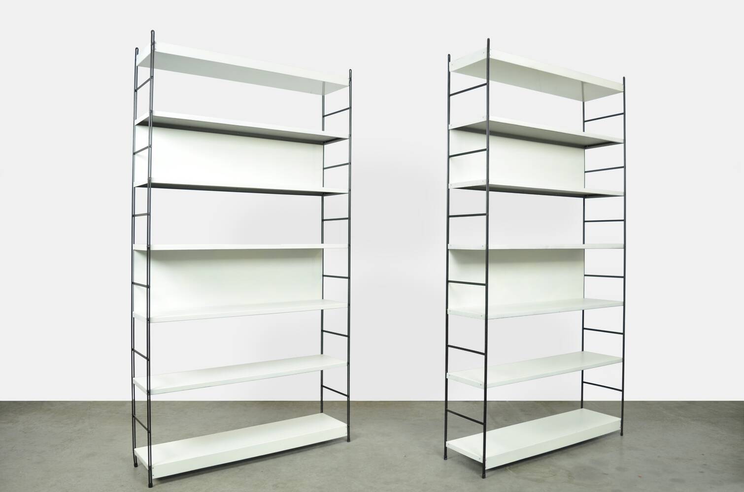 Industrial metal roomdivider / bookcases / bookshelves, 1960s Netherlands