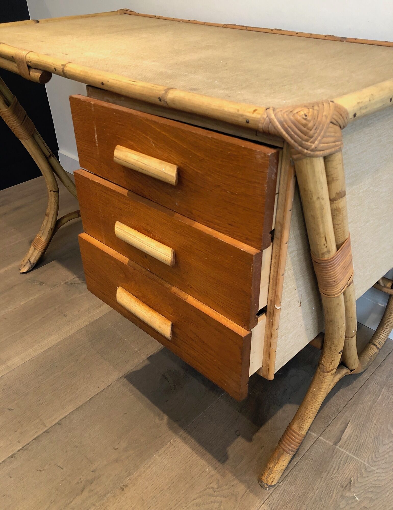 Rattan desk around 1970