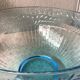 Salad bowl in molded glass pressed art deco fluorescent blue