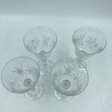 4 chiseled crystal glasses. Berlin Kusak Cut Glass Works.