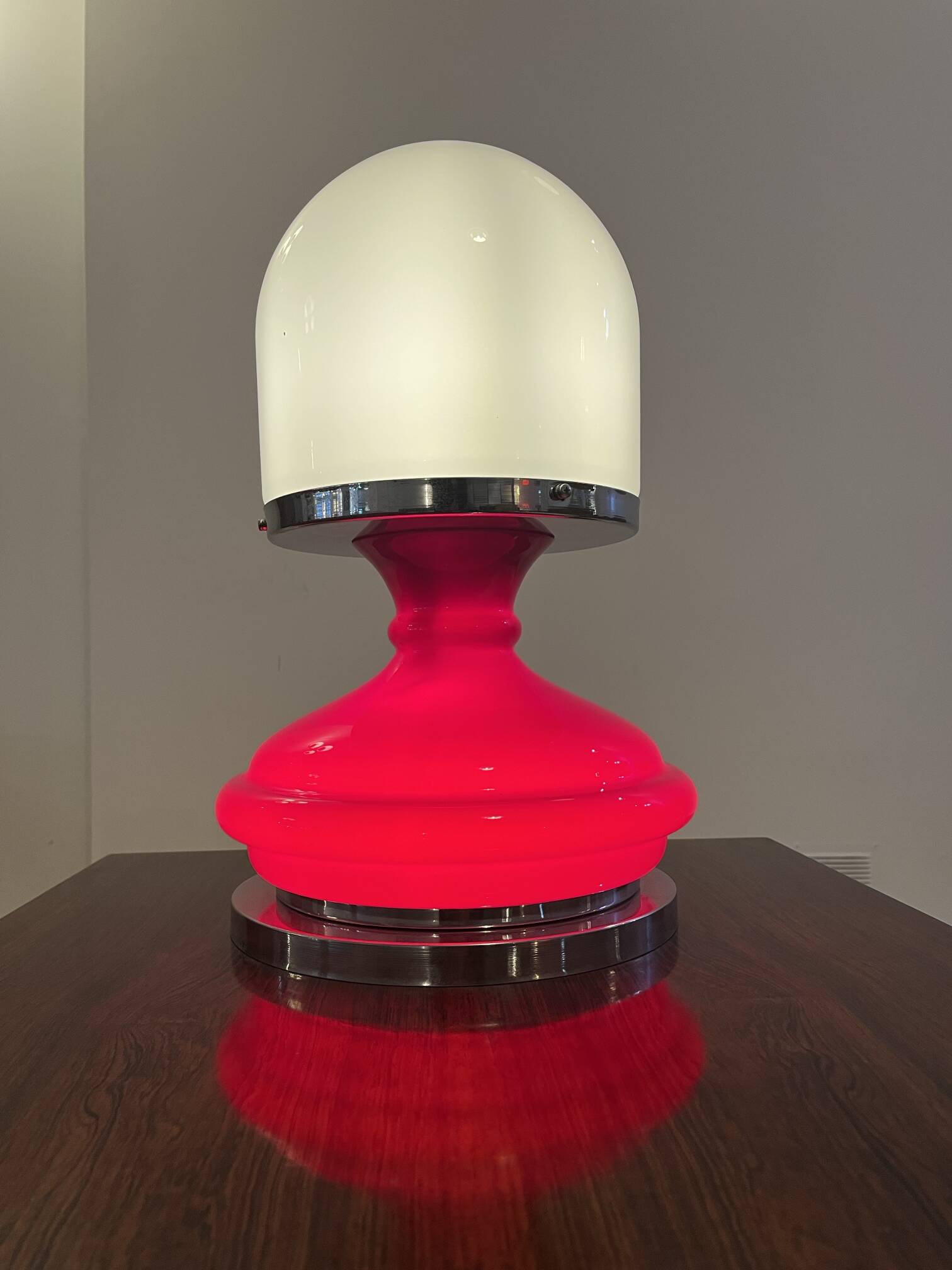 Red plastic table lamp