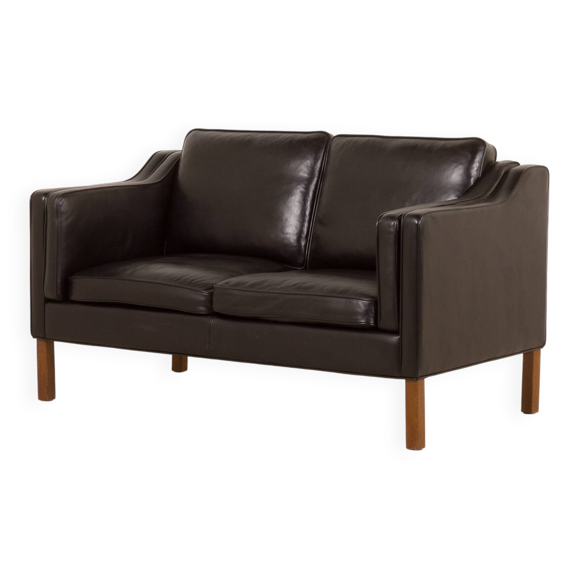 Danish black aniline leather sofa by Hurup, 1980s