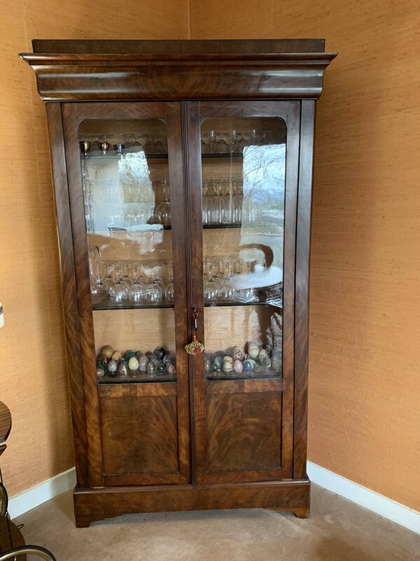 Bibliotheque vitrine epoque louis philippe en acajou