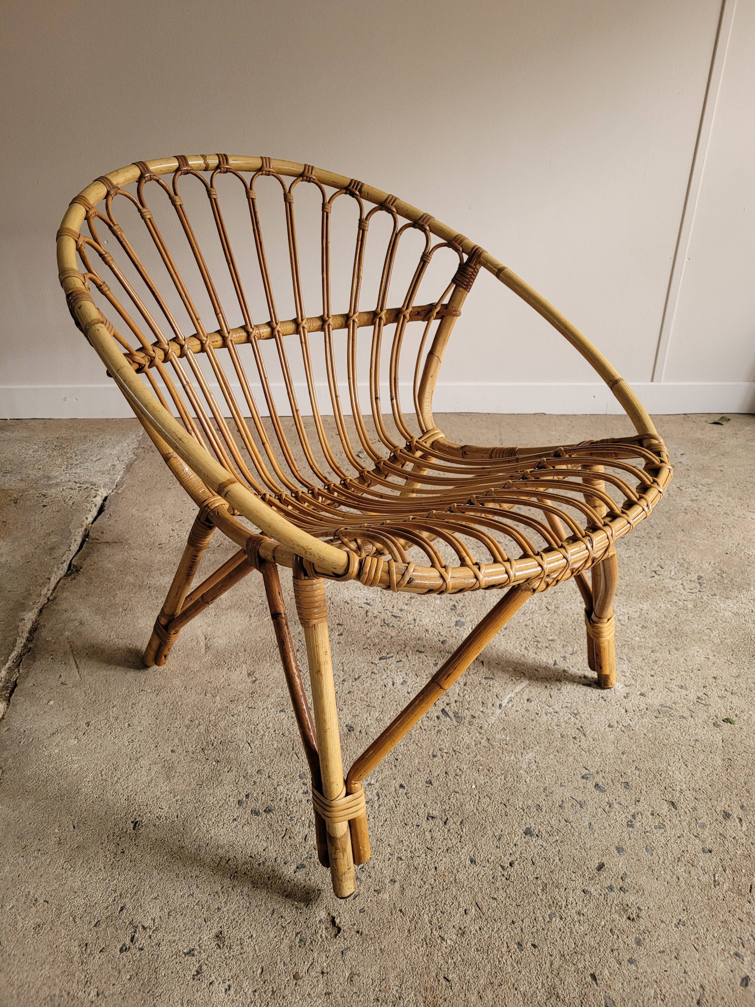 Fauteuil en rotin vintage