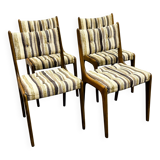 Set of 4 Teak Danish Dining Chairs with Original Fabric, 1970s
