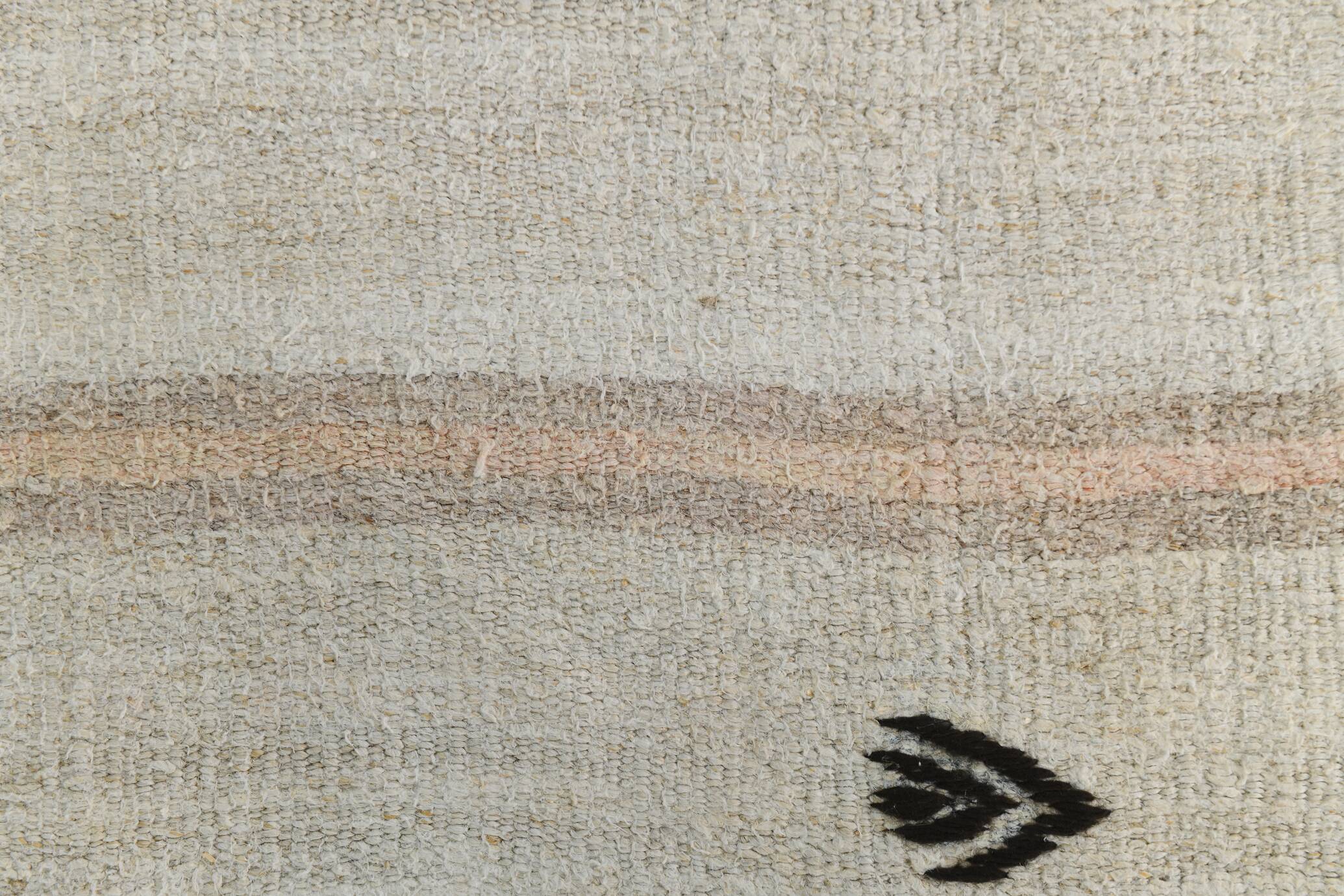 Beige & Black Striped Vintage Kilim Rug, 170x256 Cm