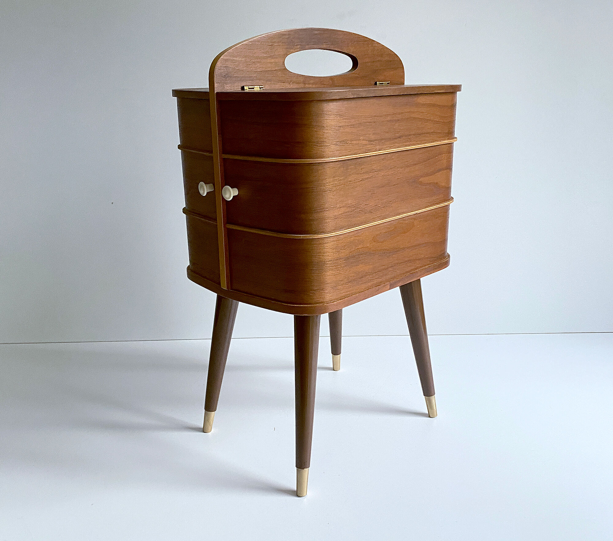 60s Portable Scandinavian Seamstress Worker, Wood