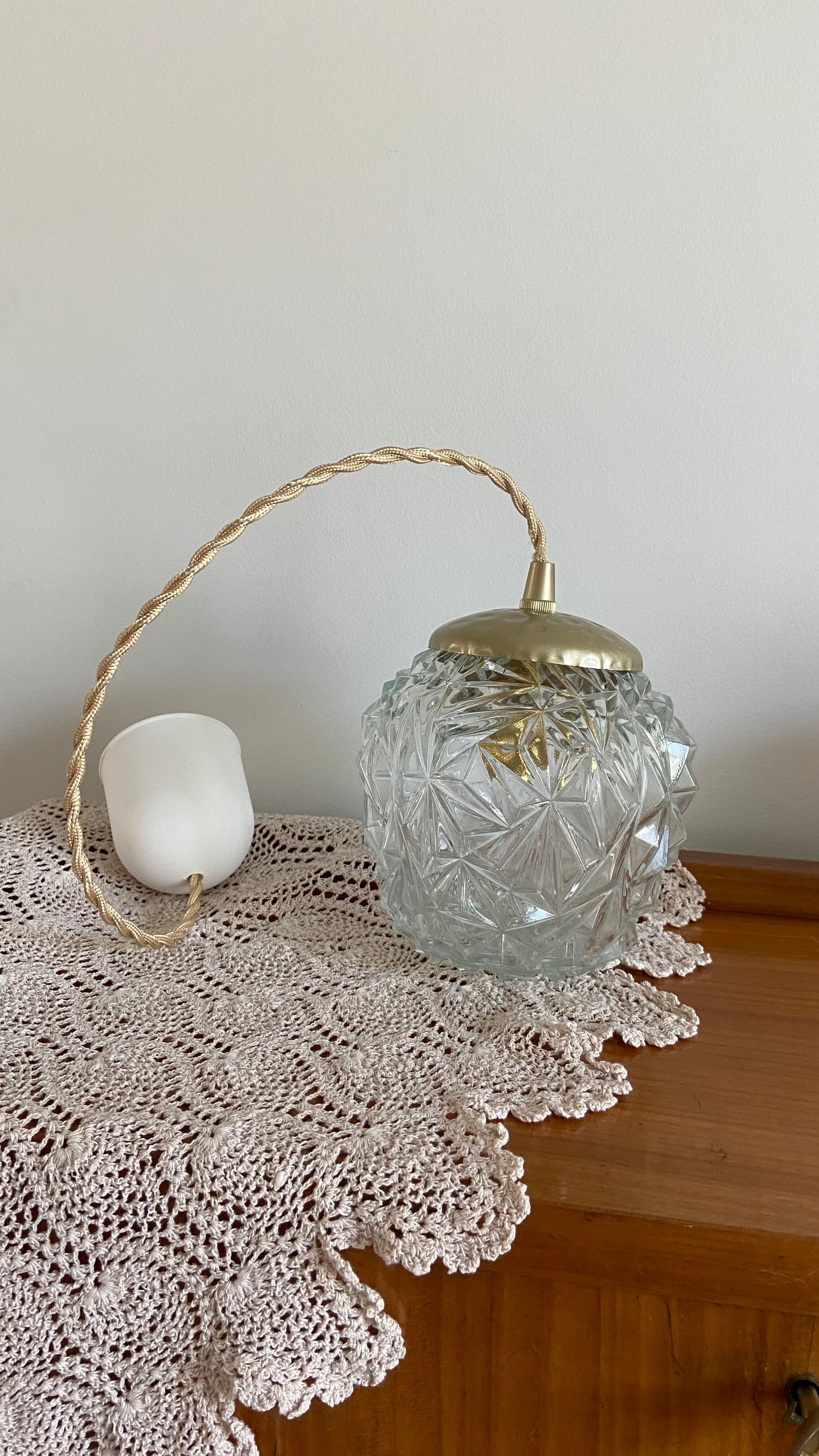 Vintage Origami glass pendant lamp