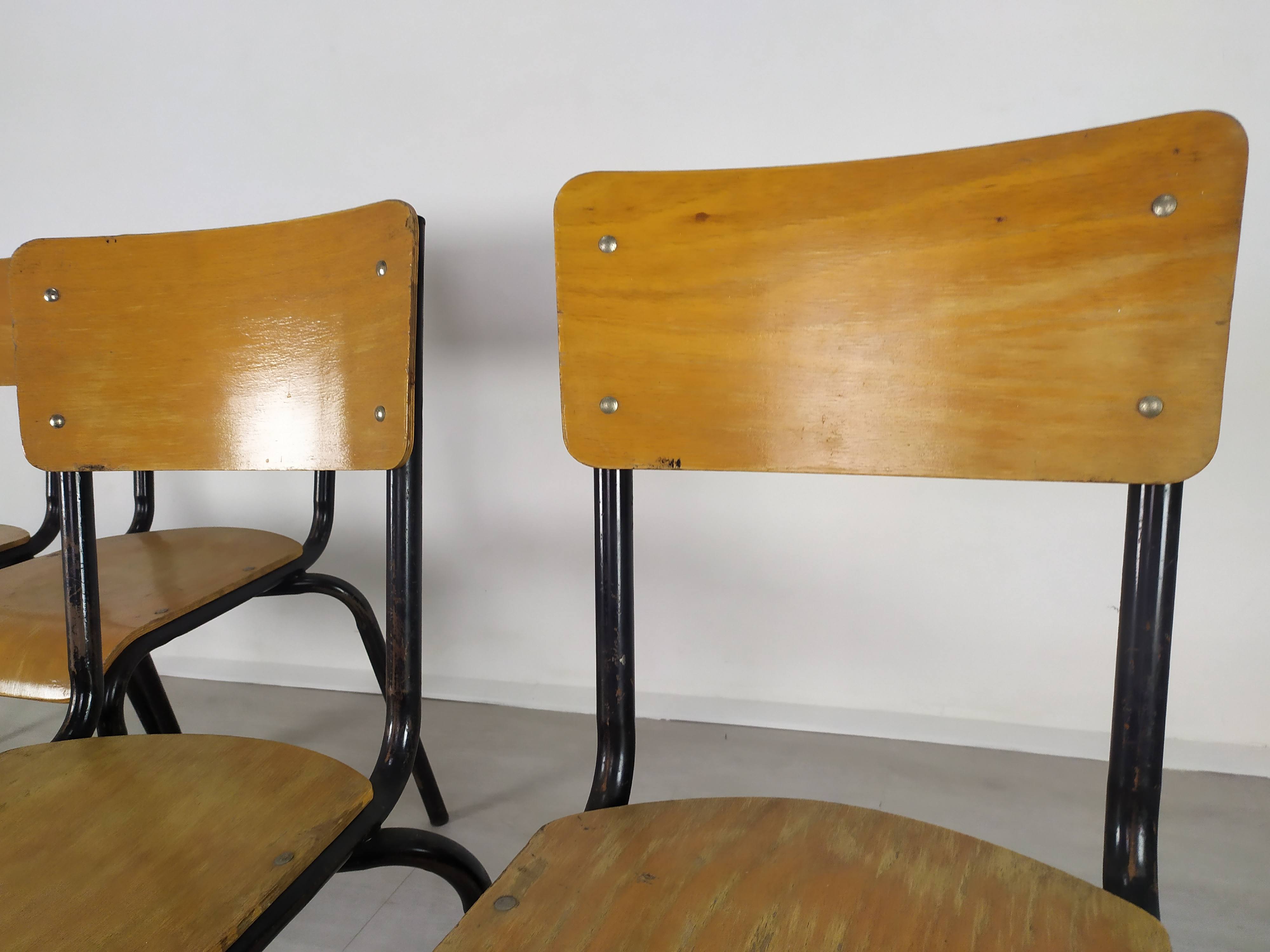 4 school chairs 1950