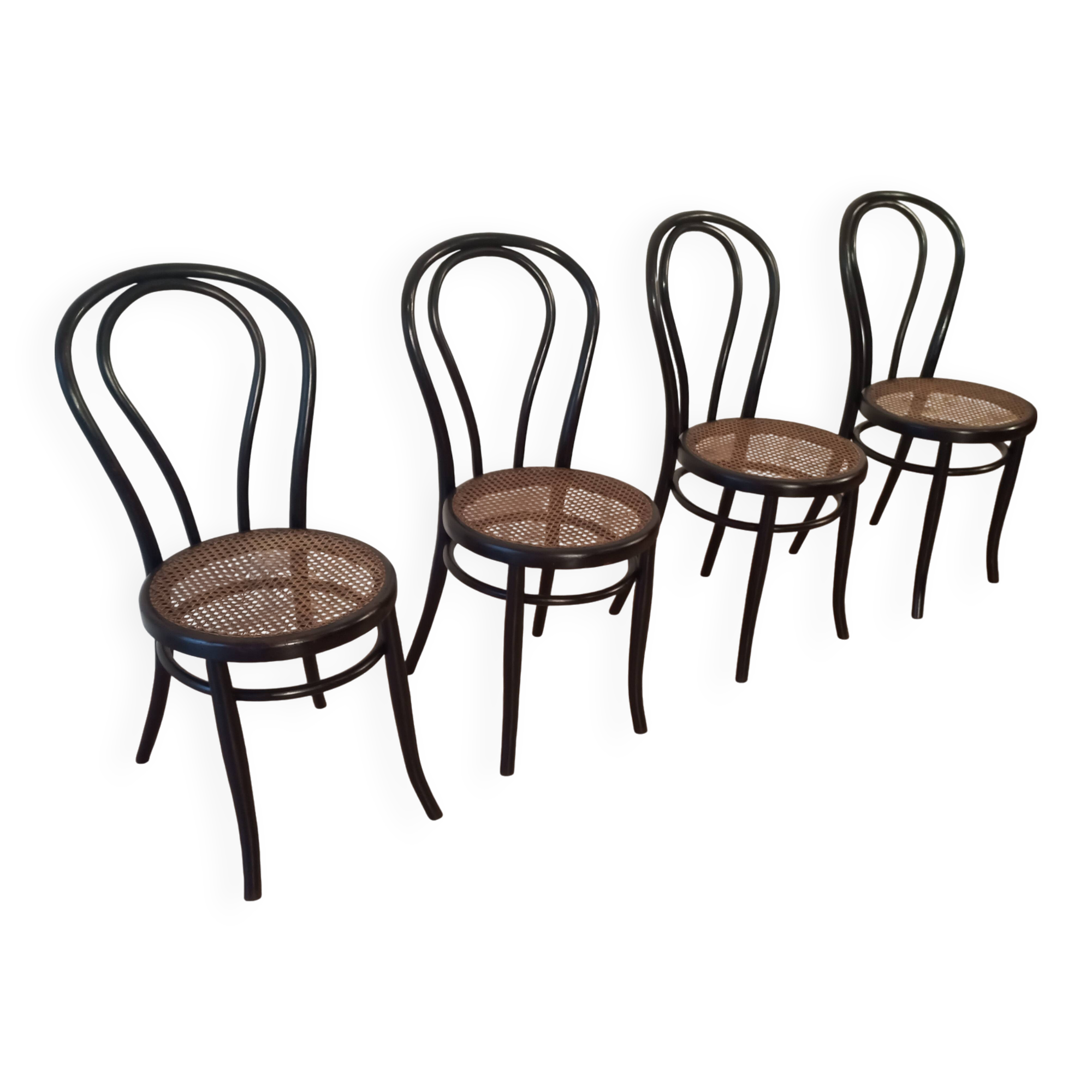 Chaises de salle à manger en hêtre courbé dans le style de Thonet, Italie, lot de 4