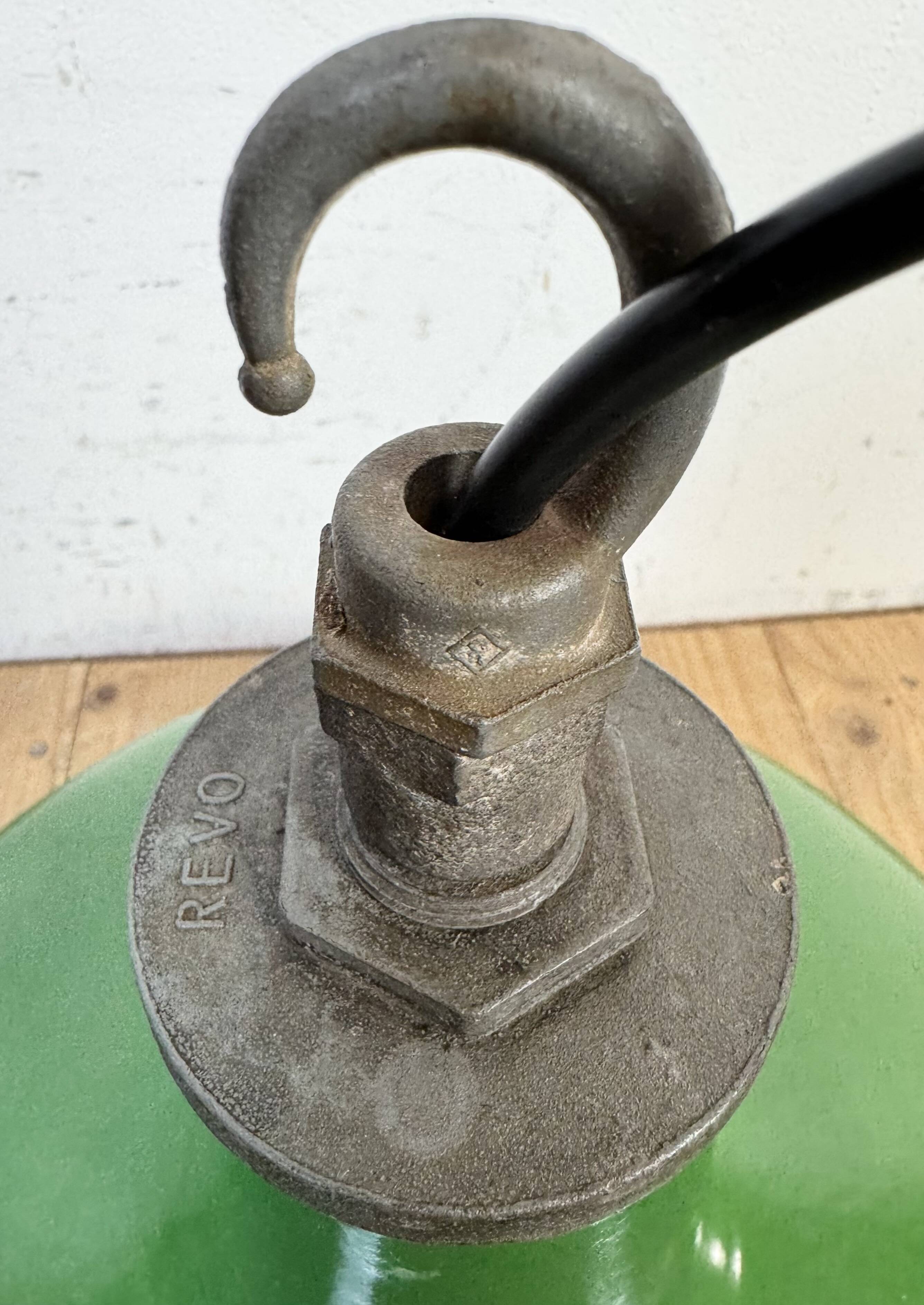 Industrial Green Enamel Factory Pendant Lamp from Revo, 1950s