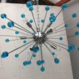 Chandelier murano glass sputnik blue italian handmade