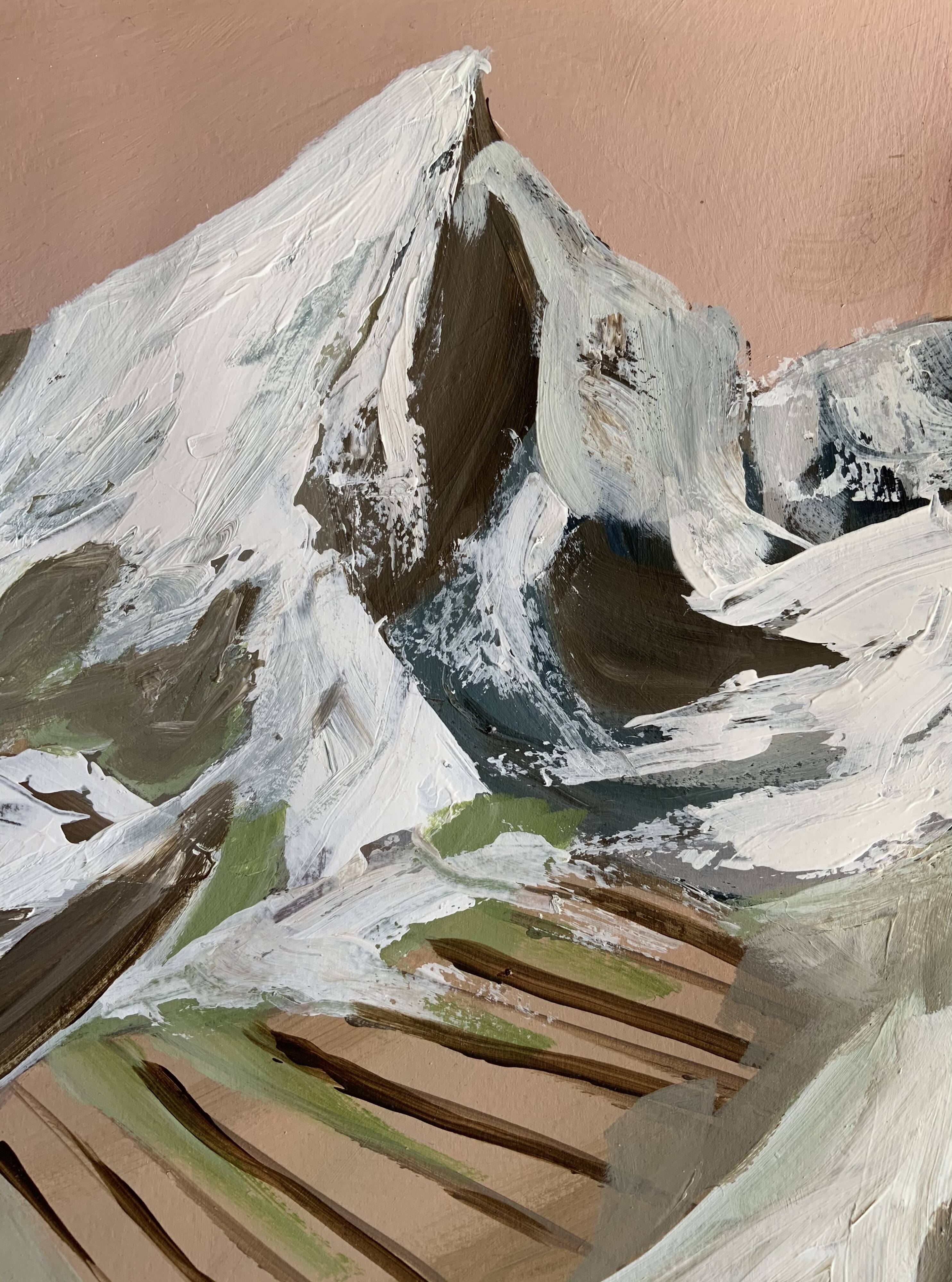 Snow top peak original acrylic painting