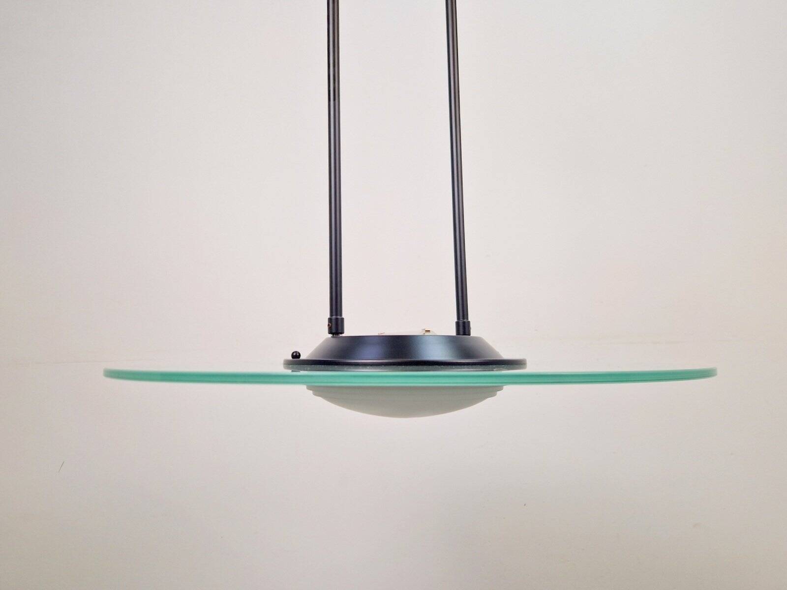 Vintage Italian Glass Disc UFO Pendant Lamp, 1980s