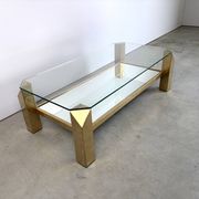 Table basse vintage en plaqué or 23 carats par Belgochrom, années 1970