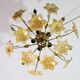 Murano Vintage Ceiling Light Orange Iridescent Flowers, 1970s