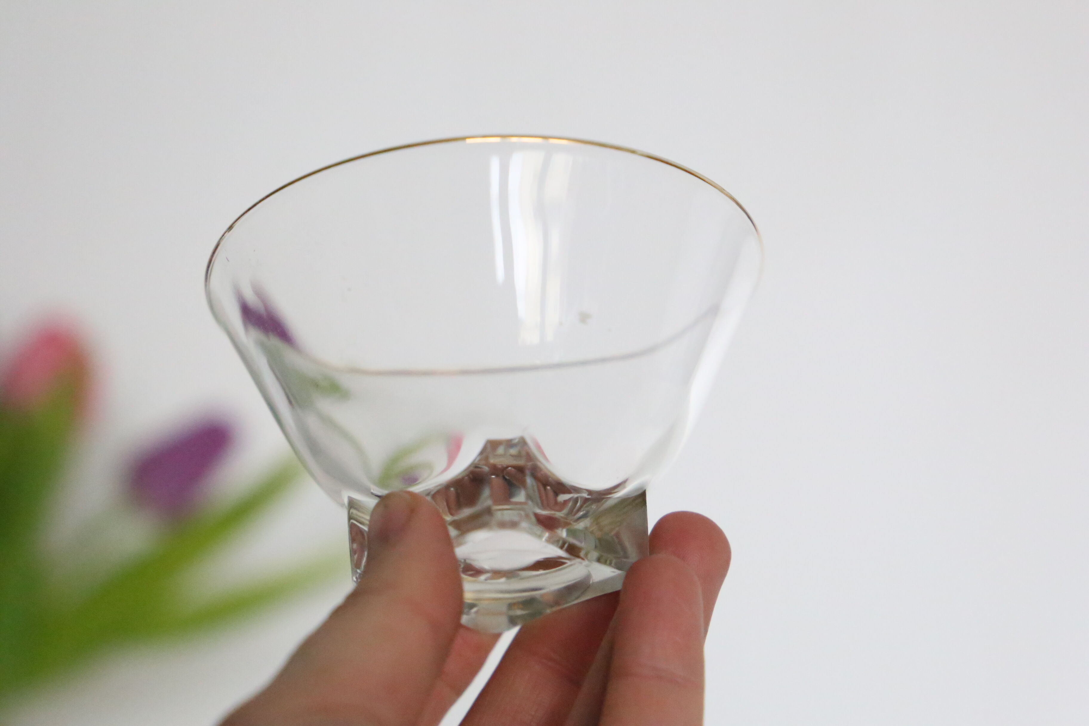 Set of 5 champagne glasses without foot, bistro style