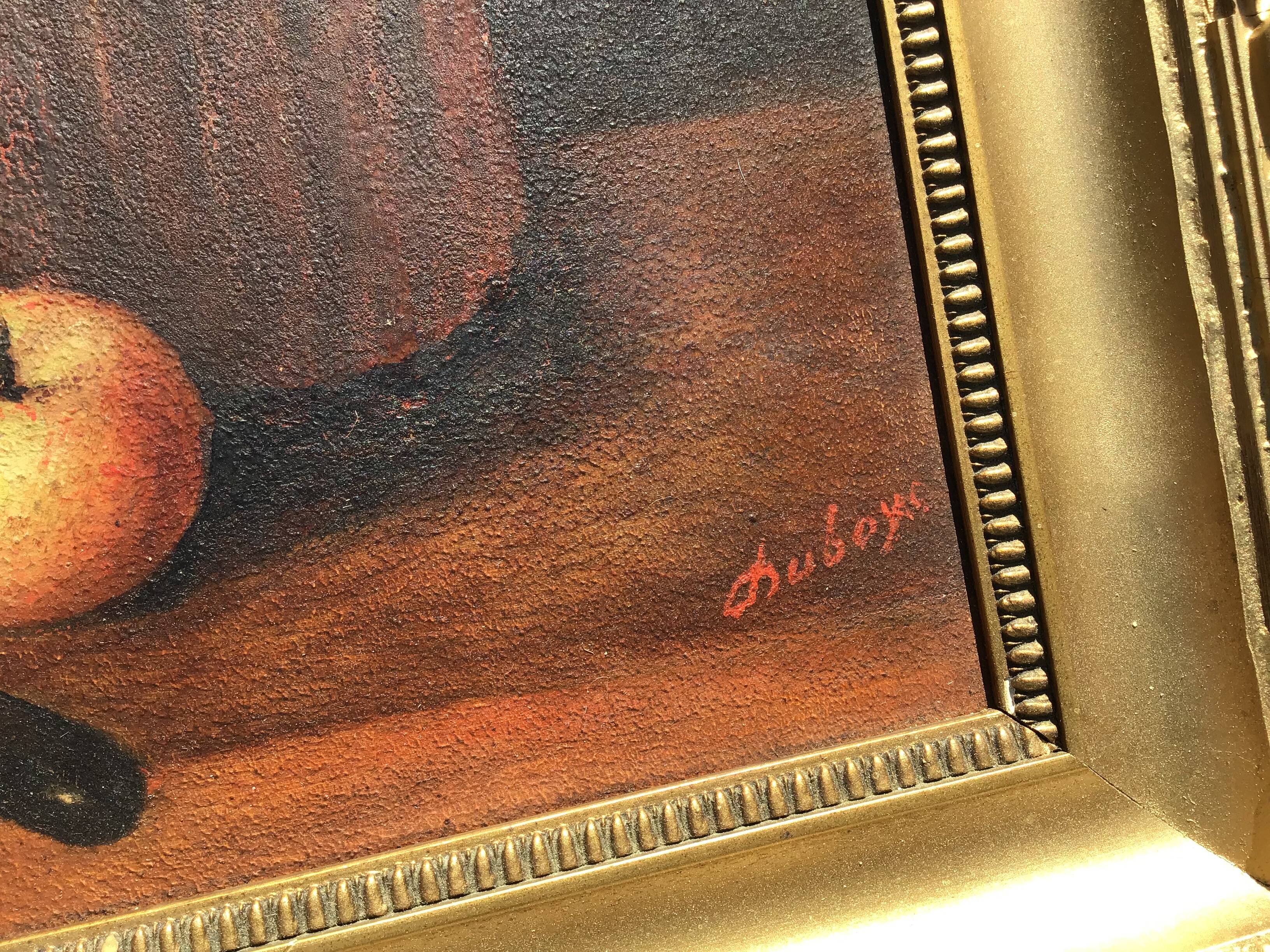 Painting on panel apples and the jar of jam