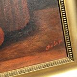 Painting on panel apples and the jar of jam