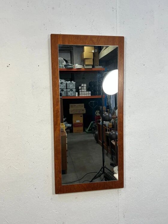 Miroir vintage XL en teck, Scandinavie, années 1970