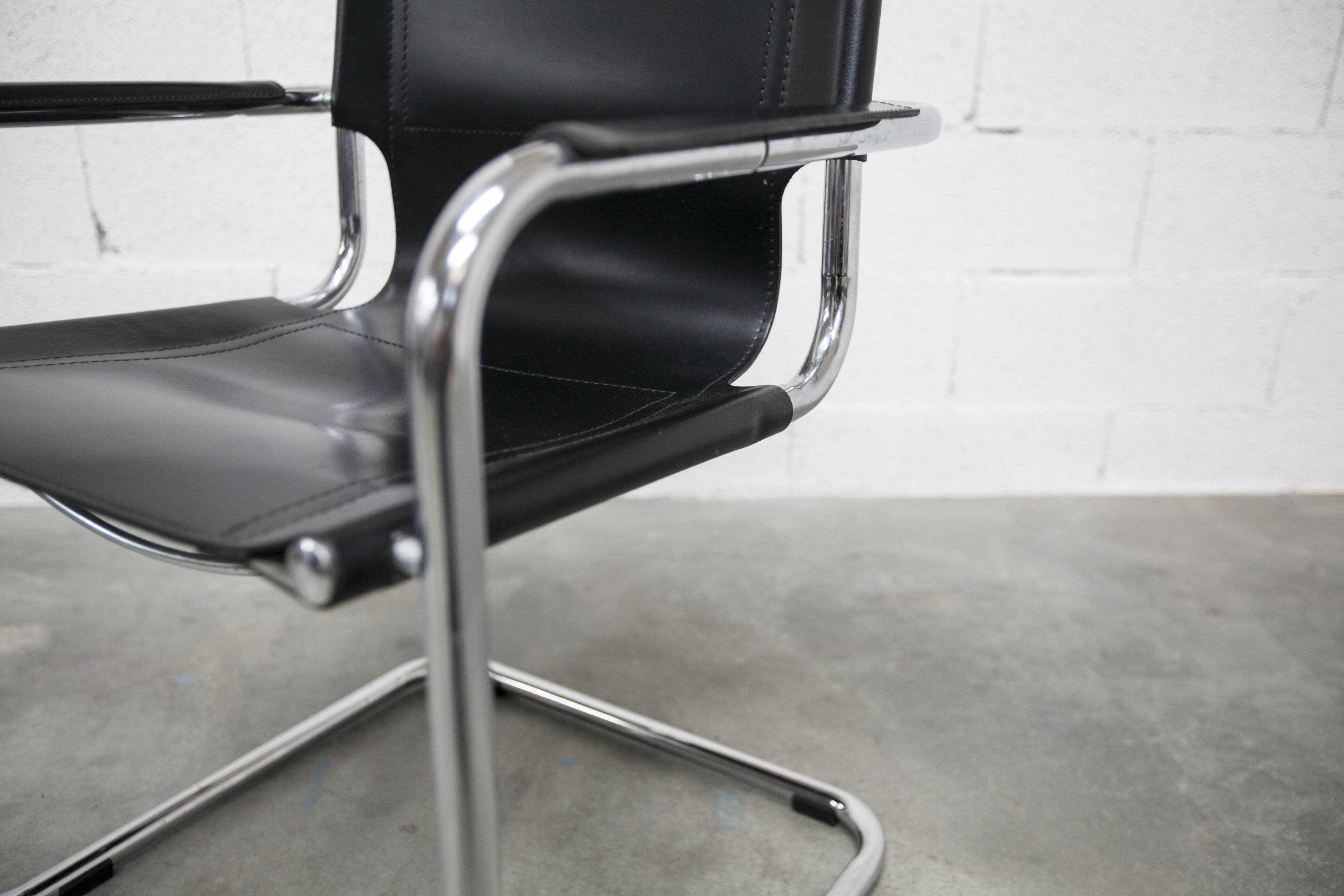 Bauhaus 1970s cantilever armchair in black leather