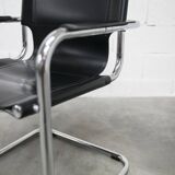 Bauhaus 1970s cantilever armchair in black leather