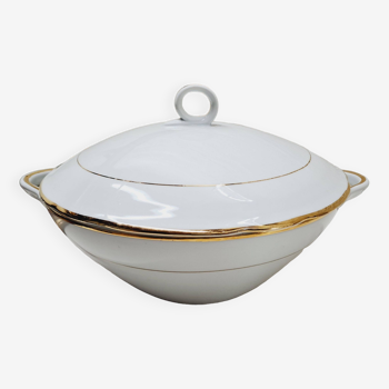 White and gold porcelain vegetable dish
