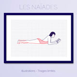 Illustration A4 naiade no. 4/8 bretagne baigneuse mer